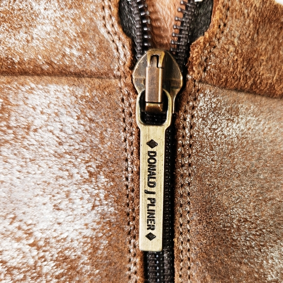 Donald Pliner Darua Brown Leather Metallic Ankle Boots Booties Women's Size 6 - Picture 3 of 9